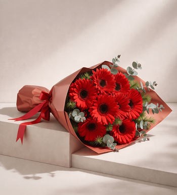 kırmızı gerbera buketi gerbera çiçek buketi İstanbul çiçek