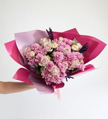 istanbul kasımpatı buketi lila pembe çiçek buketi aynı gün 